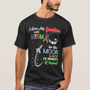 Camiseta Autismo - Eu Amo Meu Neto Com Autismo Até a Lua
