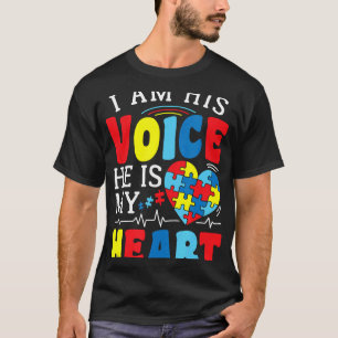 Camiseta Autismo - Eu Sou Sua Voz Ele É Meu Coração Autismo