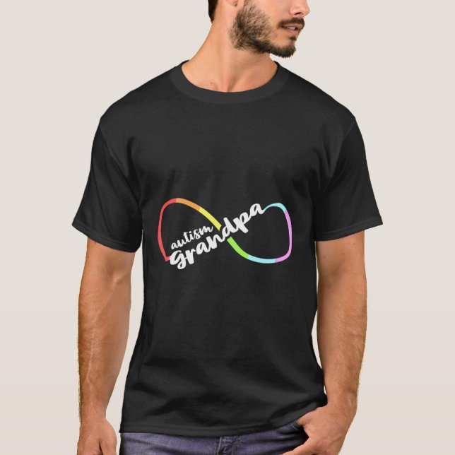 Camiseta Autismo Familiar Consciência Avô Arco-Íris Infinit (Frente)