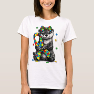 Camiseta Autismo Fita do Puzzle da Lontra das Terr