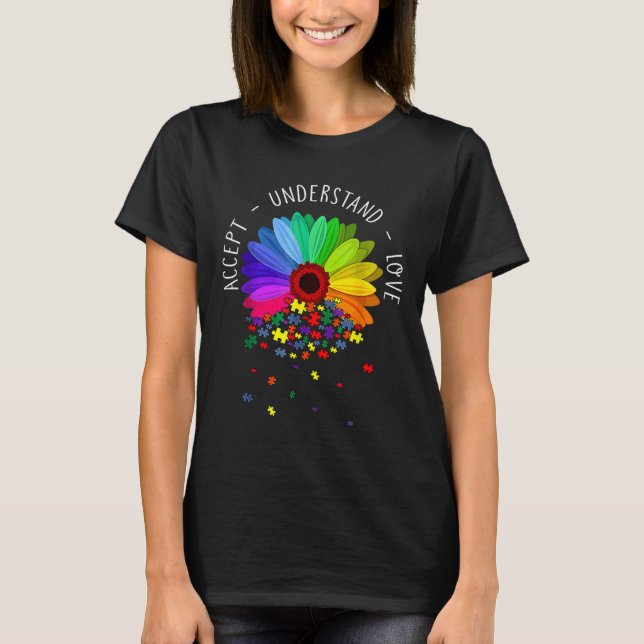 Camiseta Autismo Floral Sensibilização Daisy Flor Autismo M (Frente)