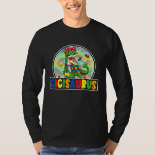Camiseta Autismo Gigi Saurus Gigisaurus Rex Família de Dino