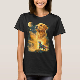 Camiseta Autismo golden retriever uivando para a lua anos 9