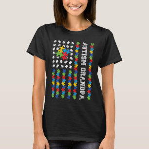 Camiseta Autismo GrandPa American Flag Autism Consciência