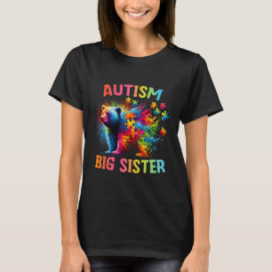 Camiseta Autismo Irmã Grande Irmã Colorida Irmã Arco-Íris U