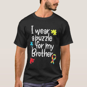 Camiseta Autismo-Irmão Autismo Eu Uso Puzzle Para Meu Irmão