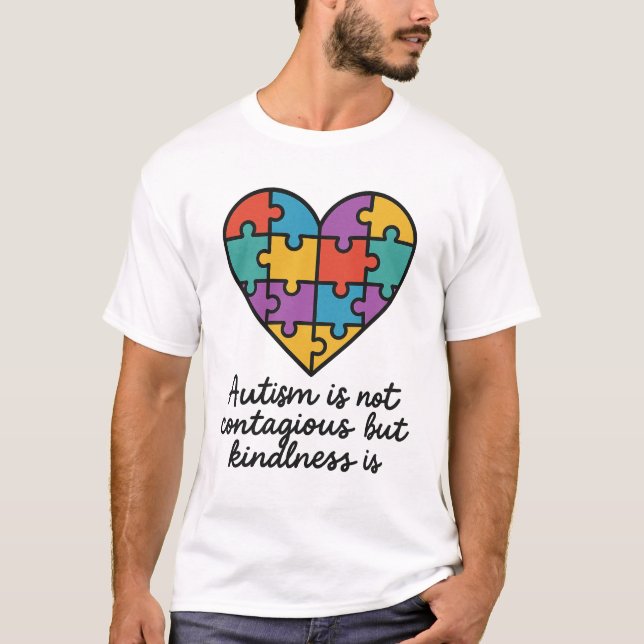 Camiseta Autismo Kindness Heart Quebra-cabeça Piece Design (Frente)