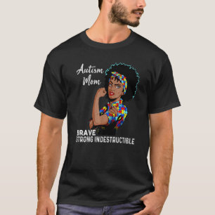 Camiseta Autismo Mãe Autismo Indestrutível Consciência Pret