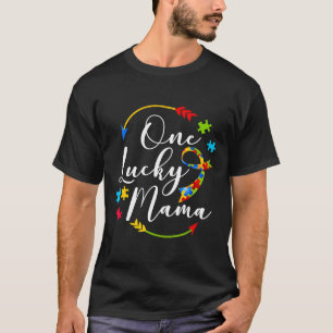 Camiseta Autismo-Mãe Autista Uma Mamãe Sortuda Conscientiz