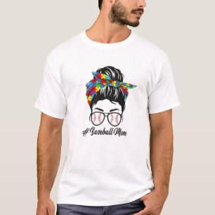 Camiseta Autismo Mãe Baseball Mensagem Bun Bandana Autism 