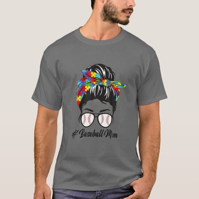 Camiseta Autismo Mãe Baseball Mensagem Bun Bandana Autism A (Frente)