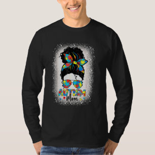 Camiseta Autismo Mãe Conscientização Mensagem Bun Óculos So