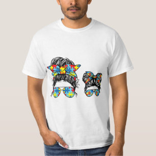 Camiseta Autismo Mãe E Criança Viva Má Manhã Óculos De Sol