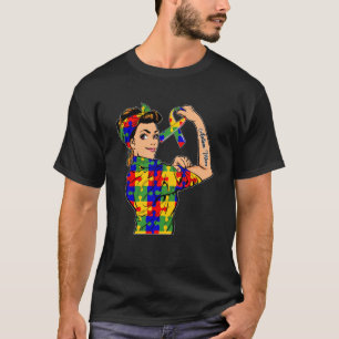 Camiseta Autismo Mãe Inseparável Rosie The Riveter Strong W