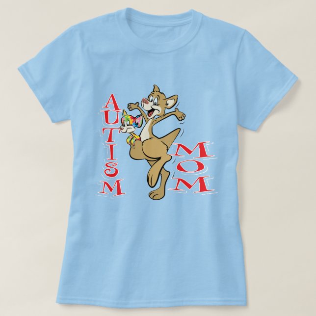 Camiseta Autismo Mãe - Kangaroo e Joey (Frente do Design)
