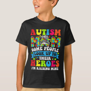 Camiseta Autismo Mãe Levantando Herói Bagunça Mensagem Bun
