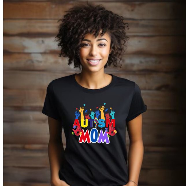 Camiseta Autismo Mãe- Mãos-Quebra-cabeça (Criador carregado)