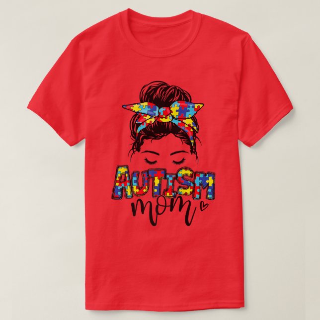 Camiseta Autismo Mãe Mensagem Cabelo Arroado Autismo Quebra (Frente do Design)