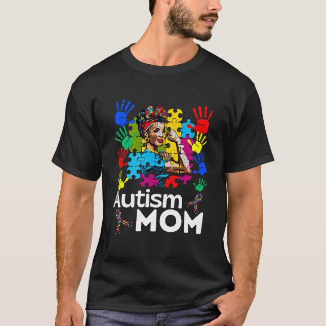 Camiseta Autismo Mãe Navegando Autismo Afro Mãe Negra (Frente)