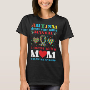 Camiseta Autismo Mãe Sem Coração Gráfico Manual