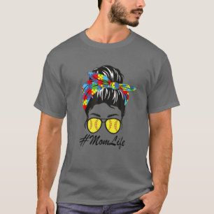 Camiseta Autismo Mãe Softball Mensagem Autismo Autismo Ate