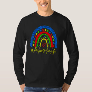 Camiseta Autismo Mãe Vida Dia de as mães Arco-Íris Leopardo
