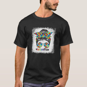 Camiseta Autismo Mãe Vida Mensagem Bun Óculos Solares Ban