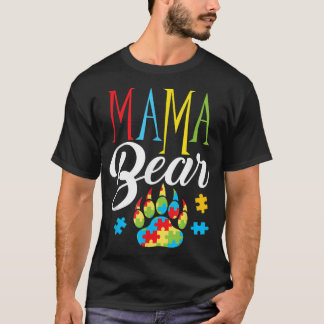 Camiseta Autismo Mama Bear Paw Quebra-cabeça Piece Crianças