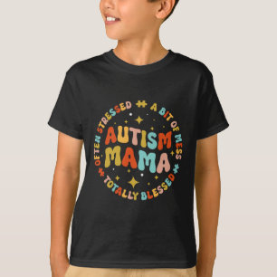 Camiseta Autismo Mama Groovy Autismo Consciência Inspiração
