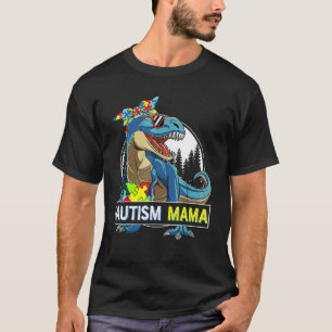 Camiseta Autismo Mamãe Dinossauro Adesivo de Leopardo Autis