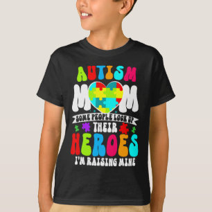 Camiseta Autismo Mamãe Groovy Heart Quebra-cabeça Autismo C