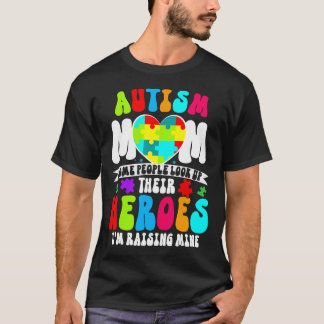 Camiseta Autismo Mamãe Groovy Heart Quebra-cabeça Autismo C
