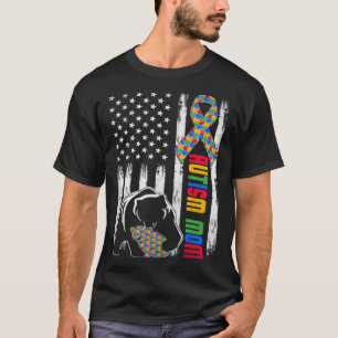 Camiseta Autismo Mamãe Ursa USA Sinalizador Família Corresp