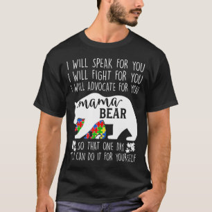 Camiseta Autismo Mamãe Urso Eu Vou Falar Lutar Defender Por
