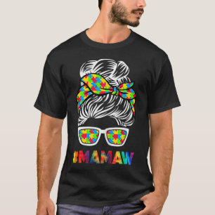 Camiseta Autismo Mamaw Coque Desarrumado Óculos de Sol Band