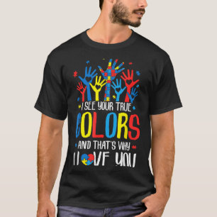 Camiseta Autismo Mão Eu Vejo Suas Verdadeiras Cores Conscie