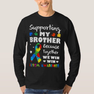 Camiseta Autismo-Meu Irmão Quebra-cabeça Autismo Apoio à Co