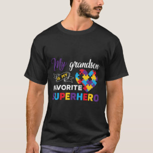 Camiseta Autismo-Meu neto é meu super-herói favorito-Autism