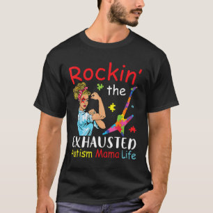 Camiseta Autismo-Mulher Adorável Balançando O Cansaço Autis