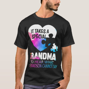 Camiseta Autismo-Mulheres Vovó Especial Para Ouvir Avô-Aut