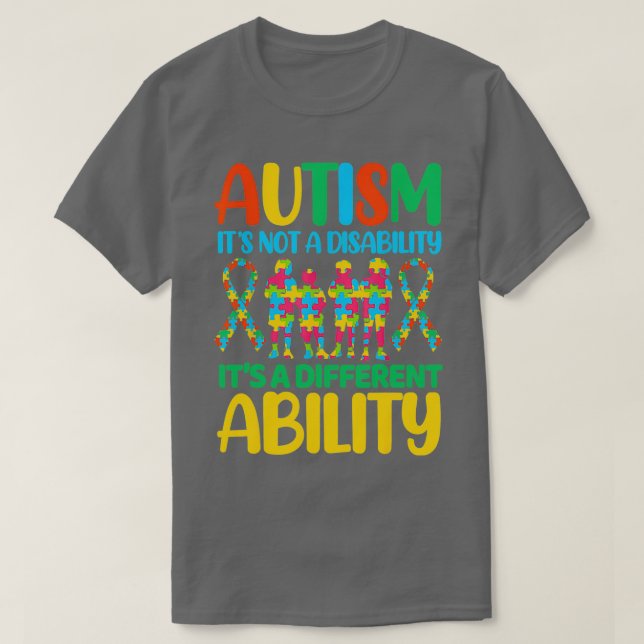 Camiseta Autismo Não É Uma Deficiência É Um Abilito Diferen (Frente do Design)