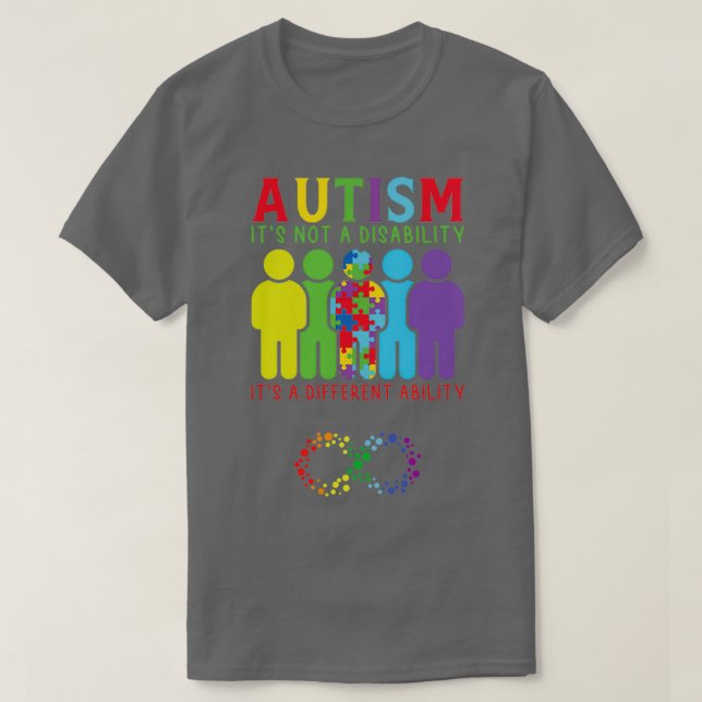 Camiseta Autismo não é uma deficiência é uma habilidade dif (Frente do Design)