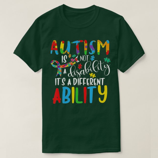 Camiseta Autismo Não É Uma Deficiência É Uma Habilidade Dif (Frente do Design)