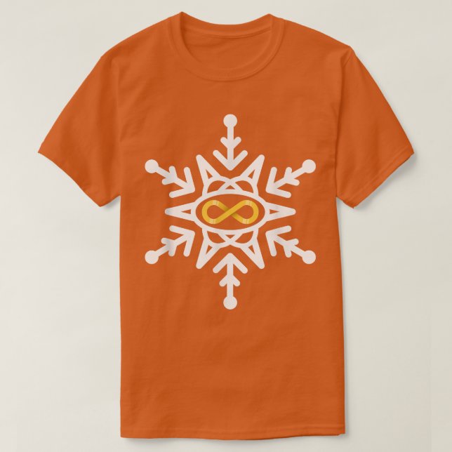 Camiseta Autismo Natal Consciência Floco de Neve Infinidade (Frente do Design)