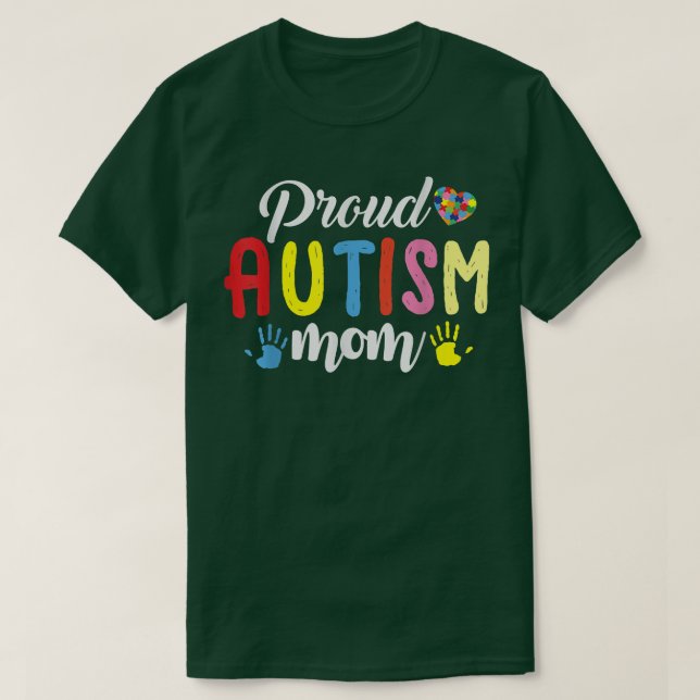 Camiseta Autismo Orgulhoso Mãe Autismo Quebra-cabeça Consci (Frente do Design)