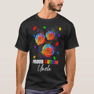 Camiseta Autismo Orgulhoso Tio Rosa Flores E Quebra-cabeça
