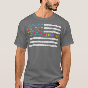 Camiseta Autismo Pai Americano Bandeira Autista Crianças Co