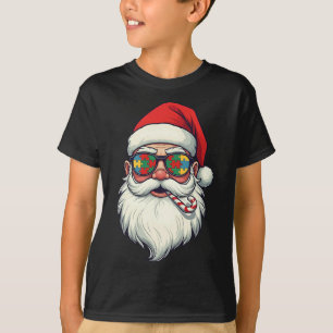 Camiseta Autismo Papai Noel Candi Homens de Natal