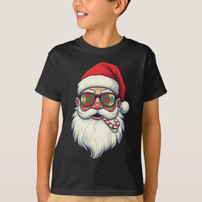 Camiseta Autismo Papai Noel Candi Homens de Natal (Frente)
