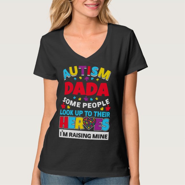 Camiseta Autismo Papas Dada Procuram Seus Heroicos Ascensão (Frente)